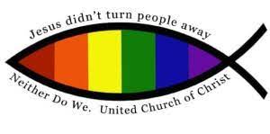 Open and Affirming rainbow fish; Jesus didn't turn people away, neither do we. United Church of Christ